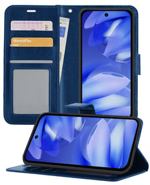 Google Pixel 9a Hoesje Bookcase Cover met Kaarthouder - Donkerblauw