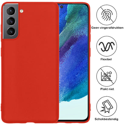 Samsung S21 FE Hoesje Siliconen Backcover Lichtgewicht - Rood