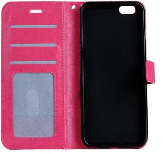 Hoes Geschikt voor iPhone 5SE Hoes Bookcase Hoesje - Donkerroze