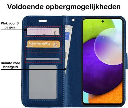 Samsung A52/A52s 5G Hoesje Bookcase Cover met Kaarthouder - Donkerblauw