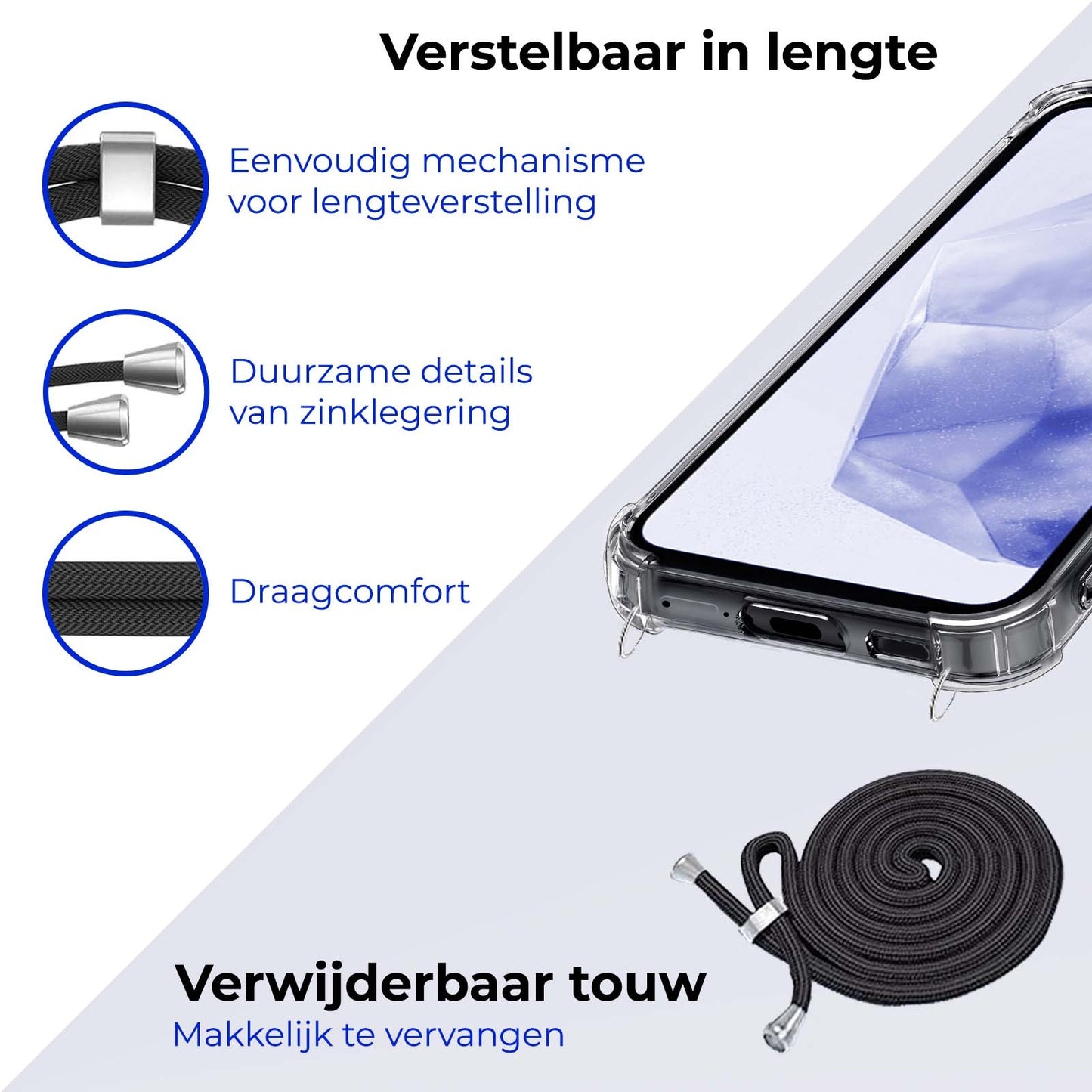 Samsung A35 Hoesje met Koord Siliconen - Transparant