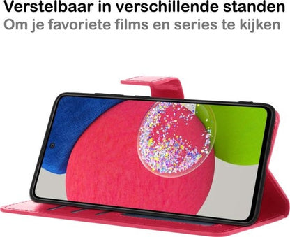 Samsung A52s Hoesje Bookcase Cover met Kaarthouder - Donkerroze