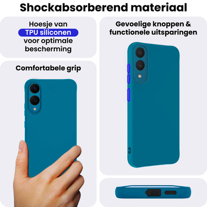 Samsung S25 Edge Hoesje Siliconen Backcover Lichtgewicht - Donkerblauw