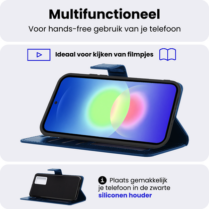 Samsung A27 Hoesje Bookcase Cover met Kaarthouder - Donkerblauw