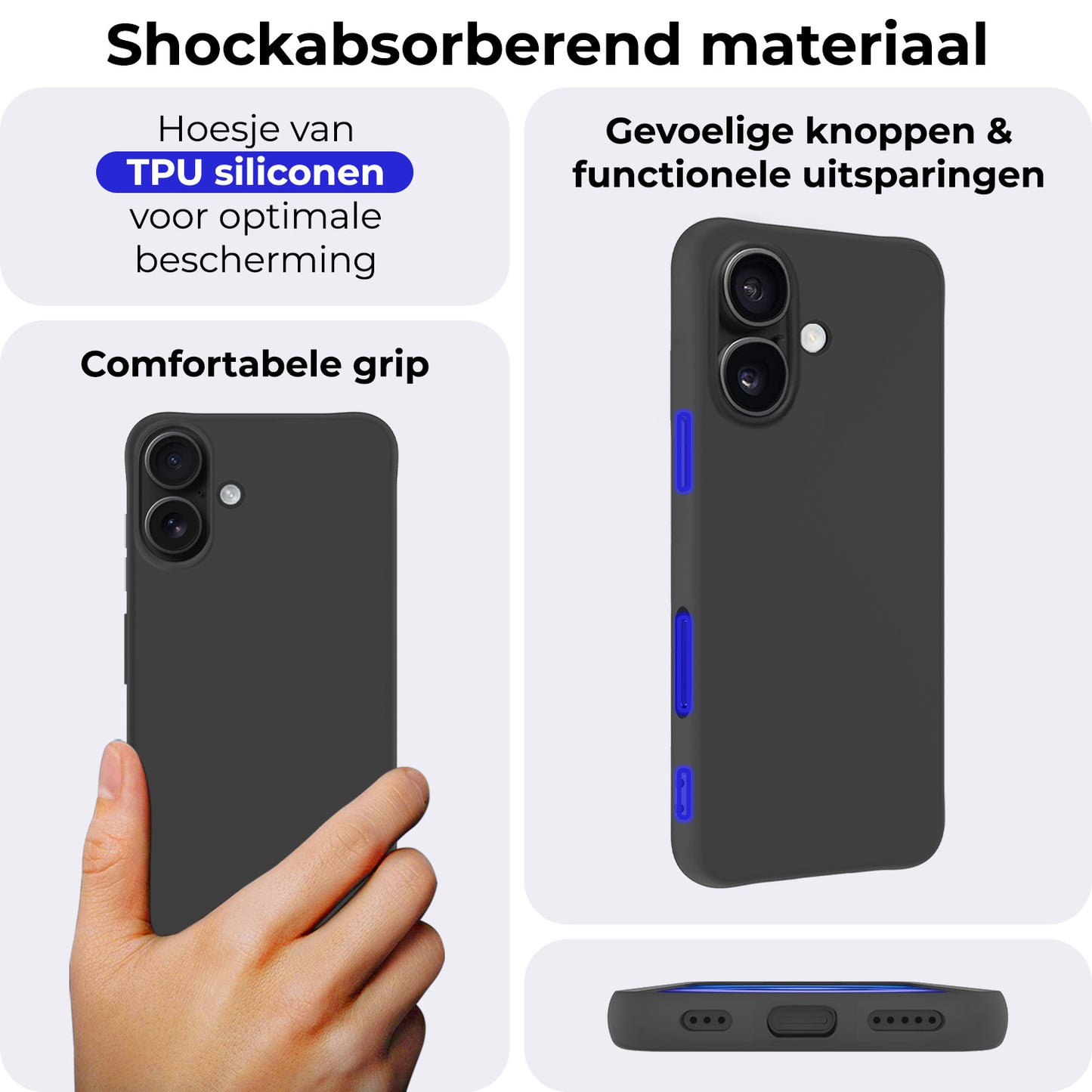 iPhone 16 Hoesje Siliconen - Zwart