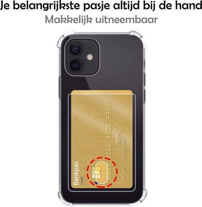 iPhone 12 Mini Hoesje met Pasjeshouder Siliconen - Transparant