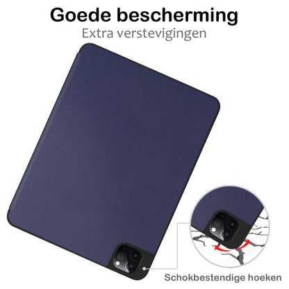 iPad Pro 2022 (12.9 inch) Trifold Bookcase Hoes met Penhouder voor Apple Pen - Donkerblauw