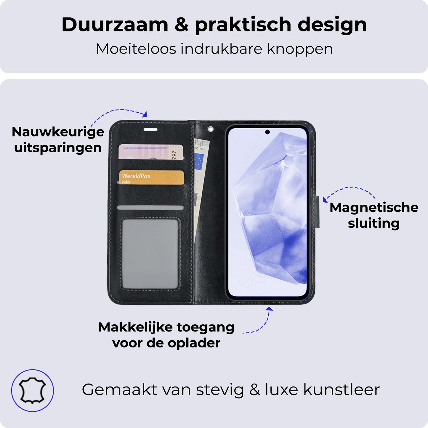 Samsung A35 Hoesje Book Case Kunstleer - Zwart