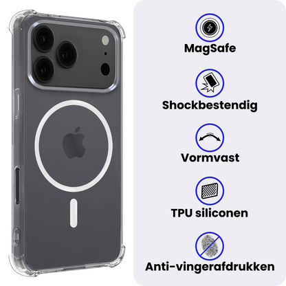 iPhone 17 Pro Max Hoesje Geschikt voor Magsafe Backcover Shockproof - Transparant