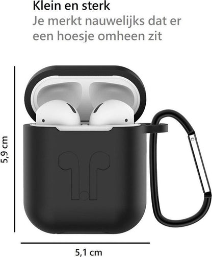 AirPods Hoesje Siliconen 3-in-1 met Clip - Zwart