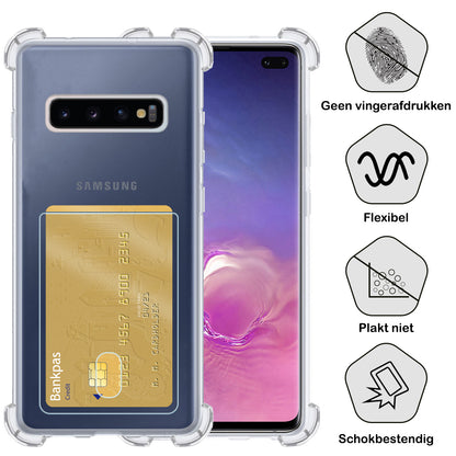 Samsung S10 Hoesje met Pasjeshouder Siliconen - Transparant