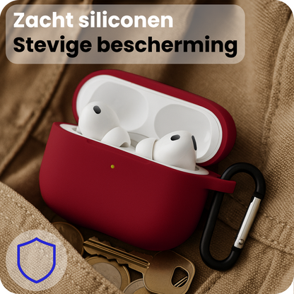 AirPods Pro 3 Hoesje Siliconen Krasbestendig - Wijnrood