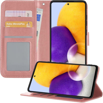 Samsung A72 5G Hoesje Bookcase Cover met Kaarthouder - Rosé goud