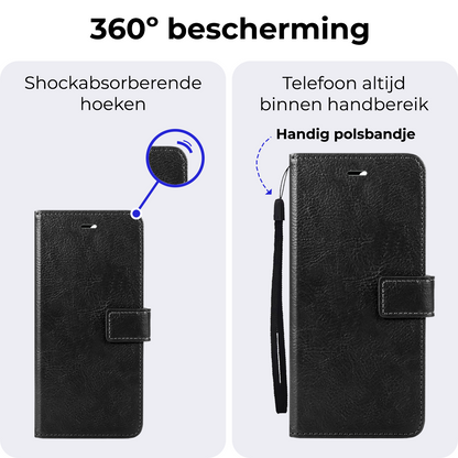 Samsung A16 Hoesje Bookcase Cover met Kaarthouder - Zwart