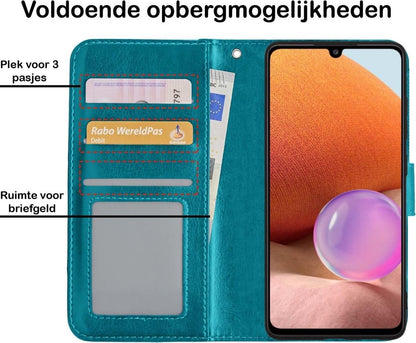 Samsung A32 5G Hoesje Bookcase Cover met Kaarthouder - Turquoise