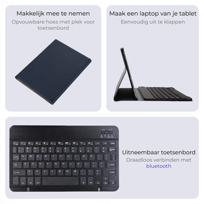 Samsung Galaxy Tab A9 Toetsenbord Hoes met Uitneembaar toetsenbord - Donkerblauw