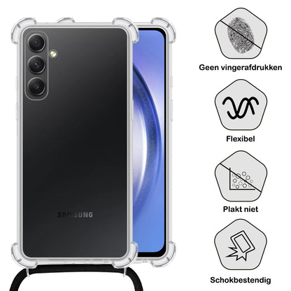 Samsung A54 Hoesje met Koord Backcover Shockproof - Transparant