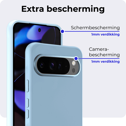 Google Pixel 10 Pro Hoesje Siliconen Backcover Lichtgewicht - Lichtblauw