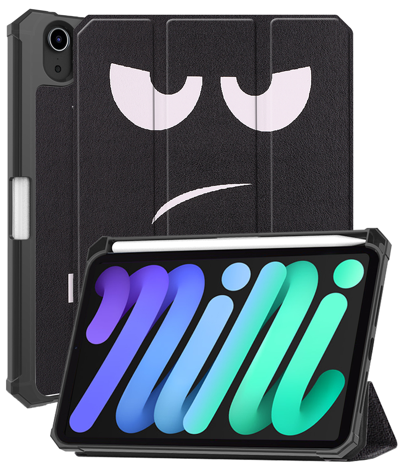 iPad Mini 7 Trifold Bookcase Hoes met Penhouder voor Apple Pen - Don't iPad Mini 7 Trifold Bookcase Hoes met Penhouder voor Apple Pen - Don't