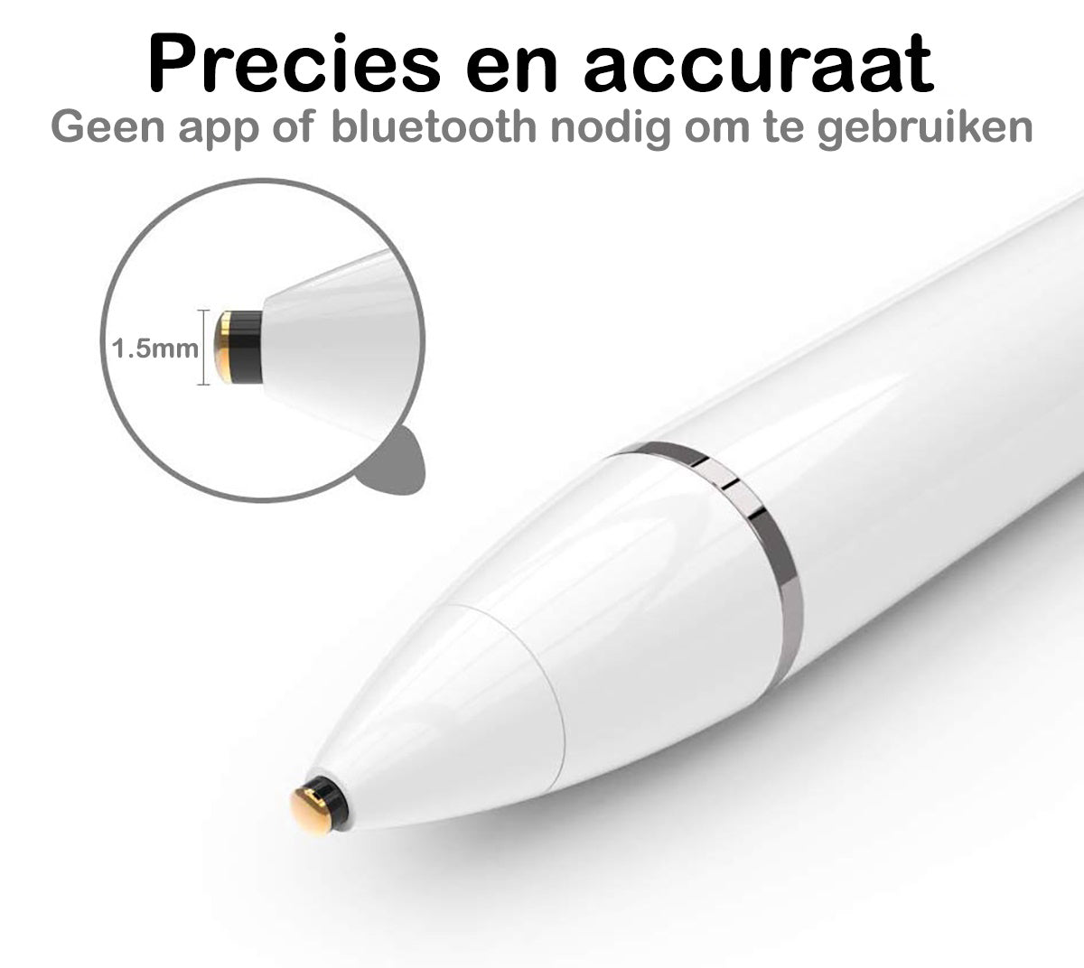 Active Stylus Pen Touch Pen Pencil Oplaadbaar Geschikt Voor Tablets En Telefoons Universeel - Wit