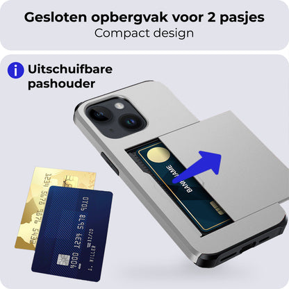 iPhone 14 Plus Hard Case Met Pashouder - Grijs