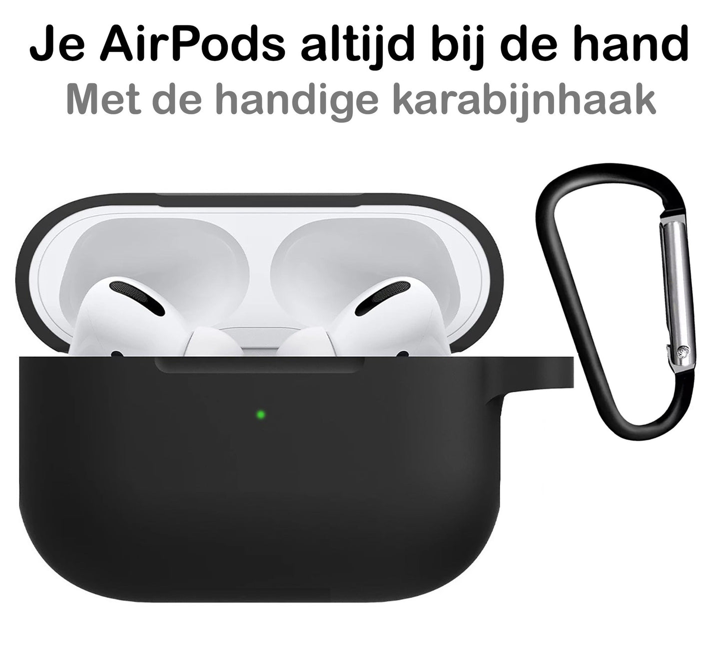 AirPods Pro 2 Hoesje Siliconen met Clip - Zwart