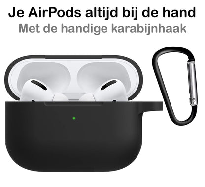 AirPods Pro 2 Hoesje Siliconen met Clip - Zwart