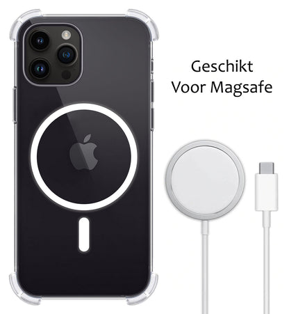 iPhone 15 Pro Max Hoesje Geschikt voor Magsafe Backcover Shockproof - Transparant