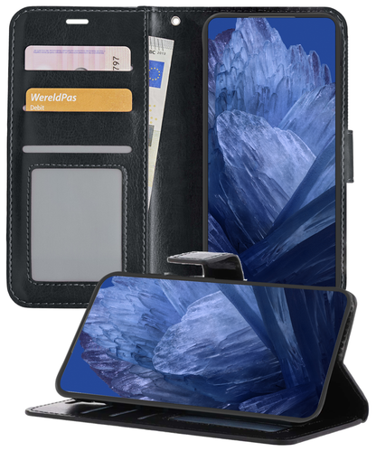 Google Pixel 8a Hoesje Bookcase Cover met Kaarthouder - Zwart