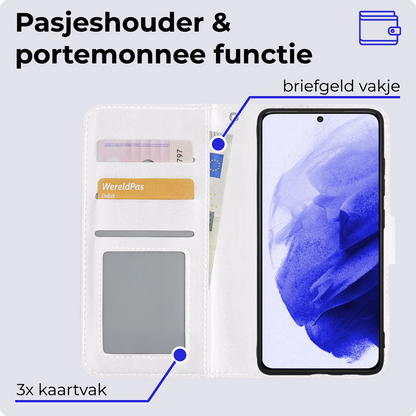 Samsung S21 Hoesje Bookcase Cover Uitneembaar - Wit