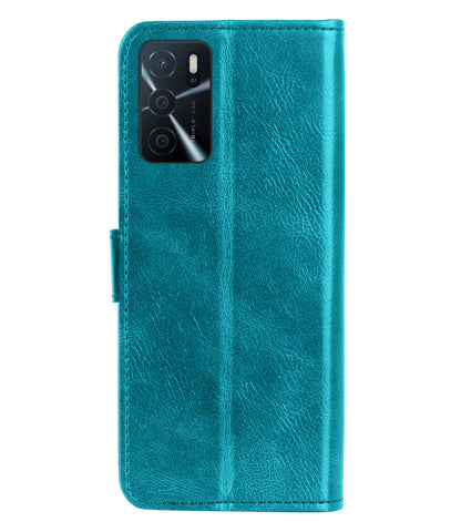 OPPO A16s Hoesje Bookcase Cover met Kaarthouder - Turquoise