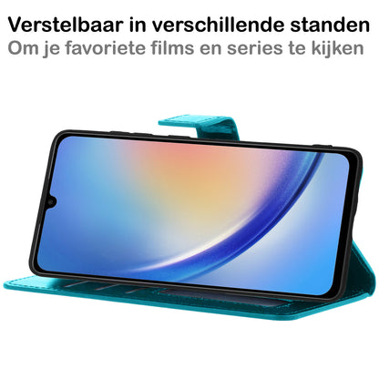 Samsung A34 Hoesje Bookcase Cover met Kaarthouder - Turquoise