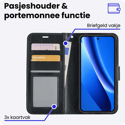 Google Pixel 10a Hoesje Bookcase Cover met Kaarthouder - Zwart