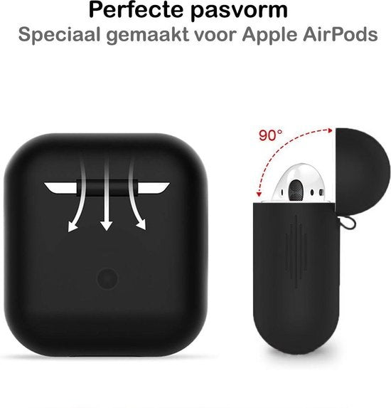 AirPods Hoesje Siliconen met Clip - Zwart