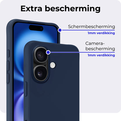 iPhone 16 Hoesje Siliconen Backcover Lichtgewicht - Donkerblauw