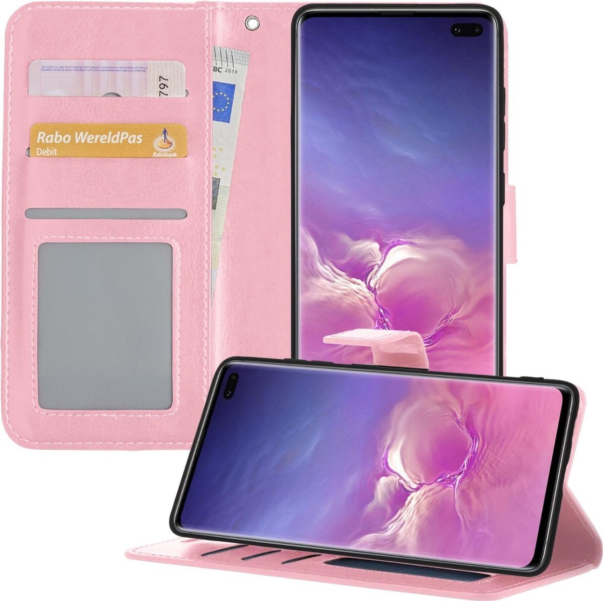 Samsung S10 Hoesje Book Case Kunstleer - Lichtroze