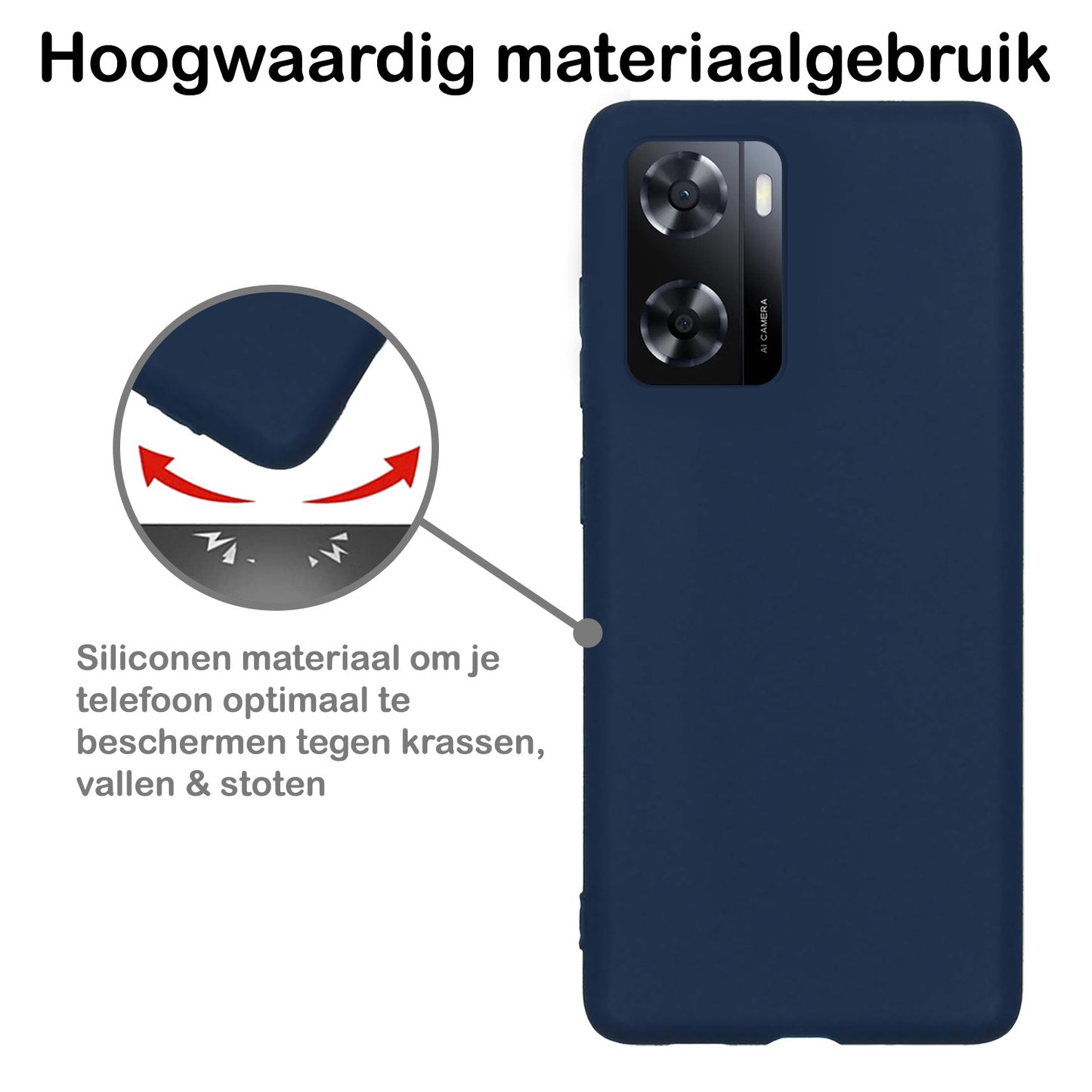 OPPO A57s Hoesje Siliconen - Donkerblauw