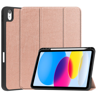 iPad 2022 / 2025 (A16 ) Trifold Bookcase Hoes met Penhouder voor Apple Pen - Rosé goud
