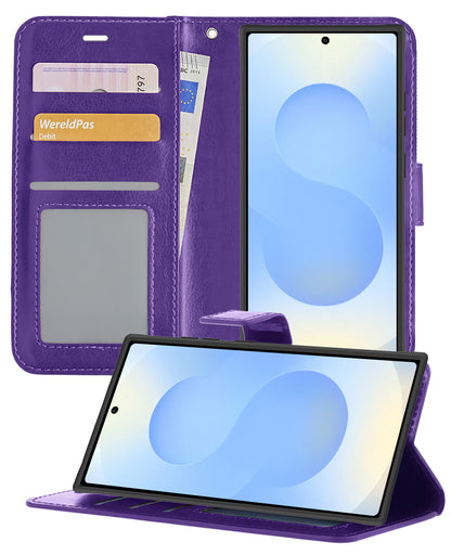 Samsung S25 Ultra Hoesje Bookcase Cover met Kaarthouder - Paars