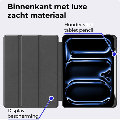 iPad Pro 2024 (11 inch) Hoesje Book Case Met Apple Pencil Uitsparing - Lichtblauw