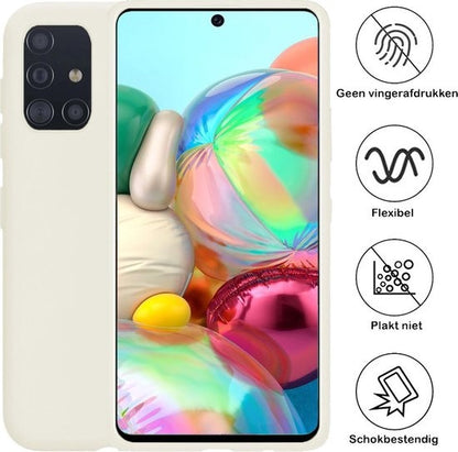 Samsung A71 Hoesje Siliconen Backcover Lichtgewicht - Wit