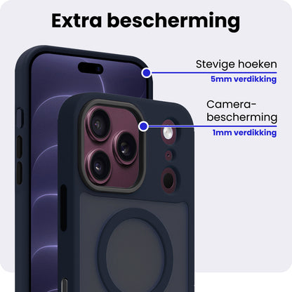 iPhone 18 Pro Hoesje Geschikt voor Magsafe Backcover Shockproof - Donkerblauw