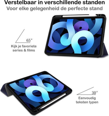 iPad Air 2020 Hoesje Book Case Met Apple Pencil Uitsparing - Donkerblauw