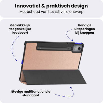 Lenovo Idea Tab Pro Trifold Bookcase Hoes - Rosé goud