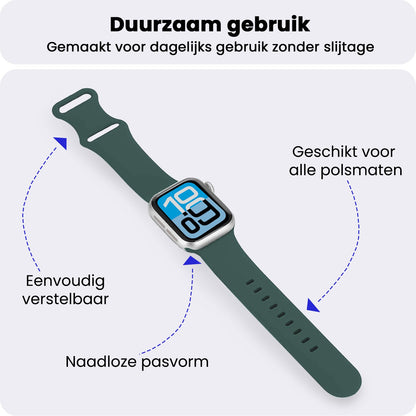 Apple Watch 1, 2, 3, 4, 5, 6, 7, 8, 9, SE - 38/40/41 mm Bandje Siliconen met verstelbare polsband - Donkergroen