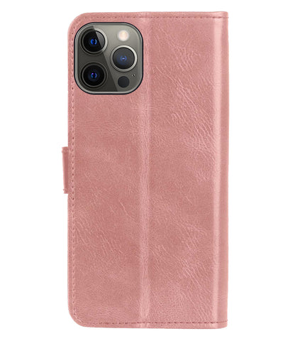 iPhone 14 Pro Hoesje Bookcase Cover met Kaarthouder - Rosé goud