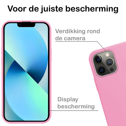iPhone 14 Pro Hoesje Siliconen Backcover Lichtgewicht - Lichtroze