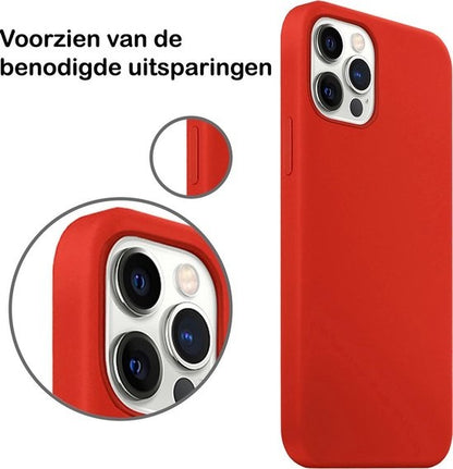 iPhone 12 Pro Hoesje Siliconen Backcover Lichtgewicht - Rood