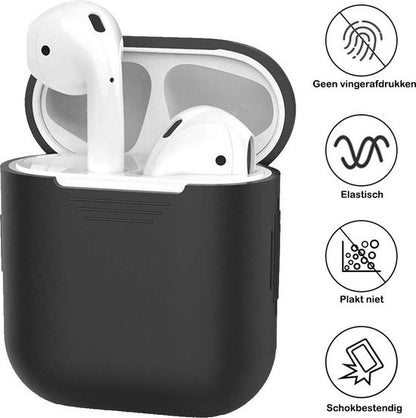 AirPods 1 Hoesje Siliconen met Clip - Zwart