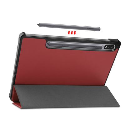 Samsung Galaxy Tab S8 Trifold Bookcase Hoes - Donkerrood